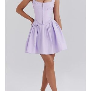 House of CB Lilac Corset-Style Fit & Flare Mini Dress